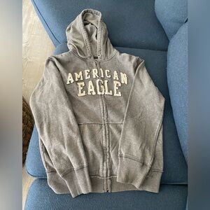 Vintage American Eagle Zip up Hoodie. Gray. Size Large. Pockets.